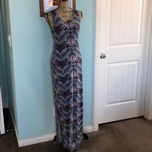 Maxi fitted multi color dress